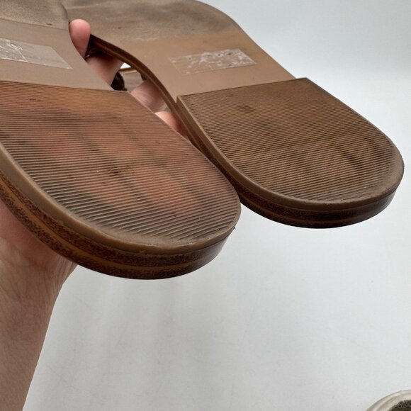 Steve Madden Women's Tan and Brown Sandals raffia fabric woven gold tone large b - Picture 10 of 13